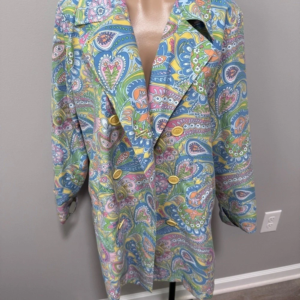 Izod Outerwear Paisley Floral Trench Coat Medium Spring Jacket Mid Length
